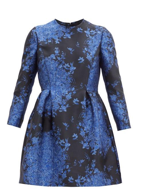 Matchesfashion.com Valentino - Delft-brocade Mini Dress - Womens - Black Blue