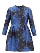 Matchesfashion.com Valentino - Delft-brocade Mini Dress - Womens - Black Blue