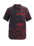 Matchesfashion.com Ksubi - Scribbles Short-sleeved Crepe Shirt - Mens - Black Red