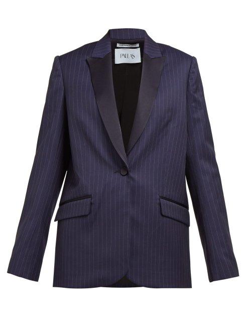Matchesfashion.com Pallas X Claire Thomson-jonville - Eagle Pinstriped Single Breasted Wool Blazer - Womens - Navy