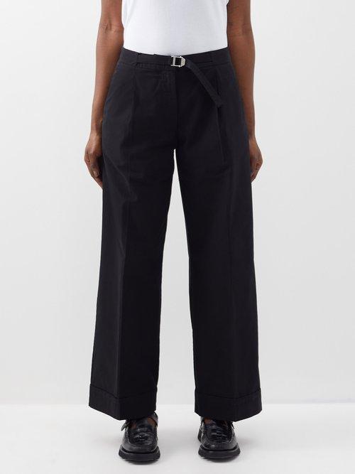 A.p.c. - Euphemia Belted Pleated Cotton Trousers - Womens - Black