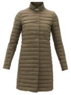 Matchesfashion.com Herno - Band-collar Quilted Technical-fabric Coat - Womens - Khaki