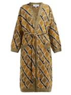 Matchesfashion.com Loewe - Jacquard Knit Long Cardigan - Womens - Gold Multi