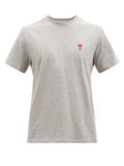 Ami - Ami De Caur-logo Cotton-jersey T-shirt - Mens - Grey