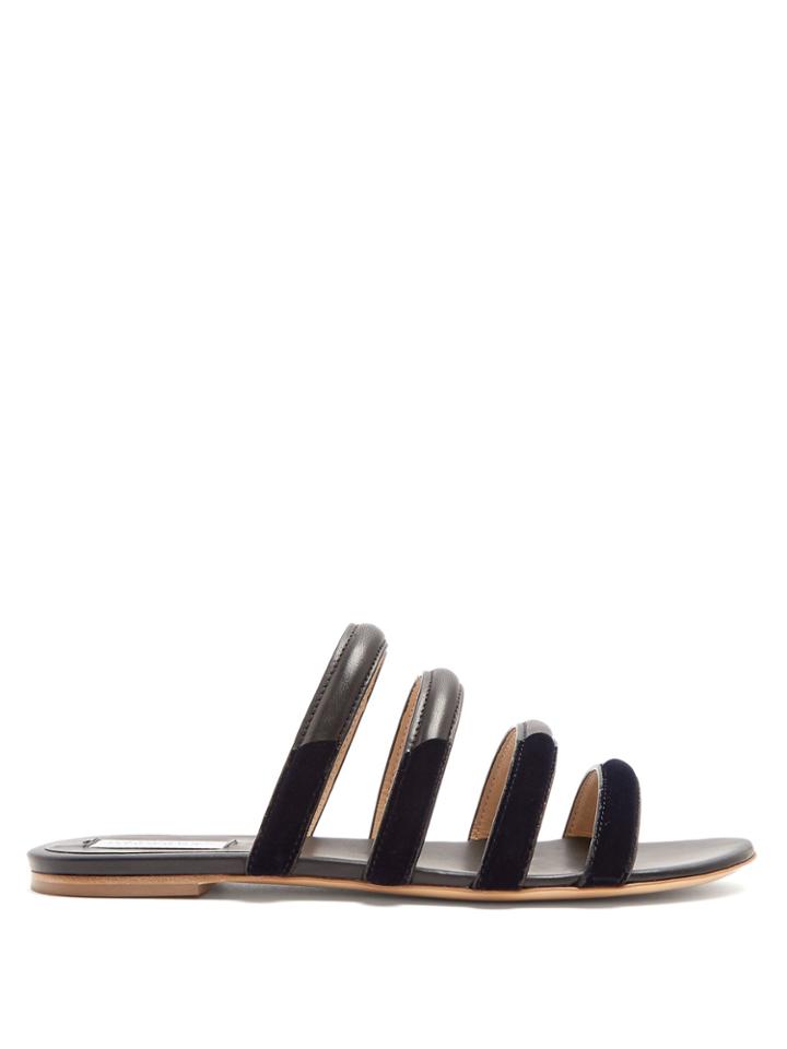 Gabriela Hearst Anderson Leather And Velvet Slides