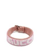 Gucci - Beaded-logo Leather Bracelet - Womens - Pink White