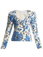 Matchesfashion.com Rebecca De Ravenel - Zaza Floral Print Silk Crepe Top - Womens - Blue Multi