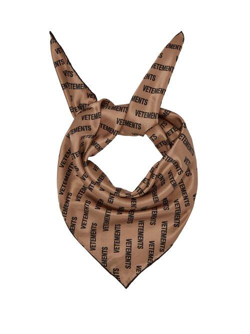 Matchesfashion.com Vetements - Monogram Silk Scarf - Womens - Beige