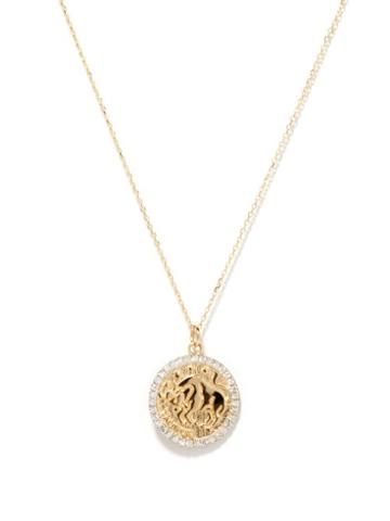 Matchesfashion.com Mateo - Taurus Large Diamond & 14kt Gold Zodiac Necklace - Womens - Yellow Gold