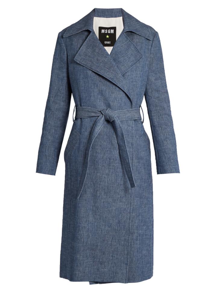 Msgm Chambray Tie-waist Coat