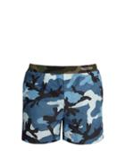 Matchesfashion.com Valentino - Camouflage Print Swim Shorts - Mens - Blue