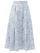 Thierry Colson - Wyona Floral-print Cotton-poplin Midi Skirt - Womens - Blue Print