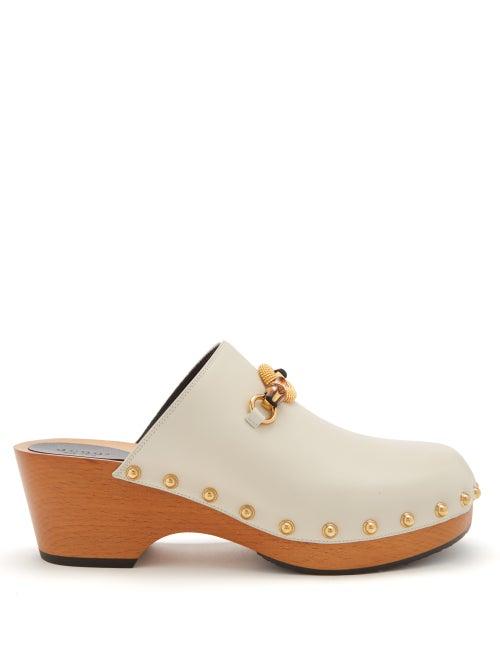 Gucci - Bamboo-buckle Leather Clogs - Womens - White