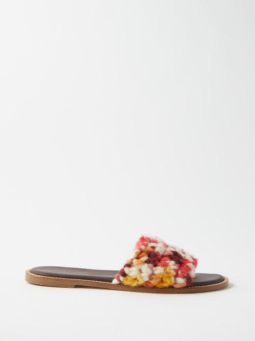 Gabriela Hearst - Ballast Woven Leather Slides - Womens - White Yellow Multi
