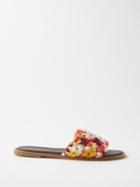 Gabriela Hearst - Ballast Woven Leather Slides - Womens - White Yellow Multi
