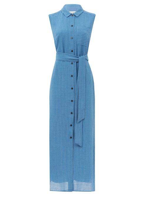 Matchesfashion.com Cefinn - Ursula Pinstriped Voile Shirt Dress - Womens - Blue White