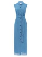 Matchesfashion.com Cefinn - Ursula Pinstriped Voile Shirt Dress - Womens - Blue White