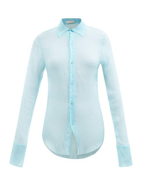 Ludovic De Saint Sernin - Silk-chiffon Blouse - Womens - Blue