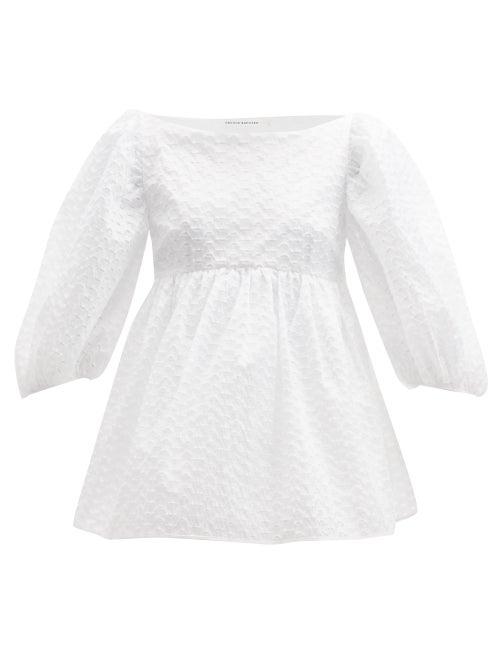 Matchesfashion.com Cecilie Bahnsen - Heidi Puff-sleeve Fil-coup Top - Womens - White