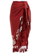 Matchesfashion.com Mes Demoiselles - Bangalore Tasselled Cotton Skirt - Womens - Red