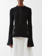 Chlo - Lace-inset Ribbed-wool Sweater - Womens - Black