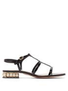 Matchesfashion.com Nicholas Kirkwood - Casati Pearl Heeled Patent Leather Sandals - Womens - Black