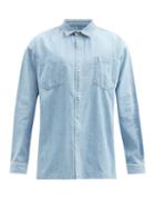 Matchesfashion.com Ymc - Patch-pocket Oversized Denim Shirt - Mens - Light Blue