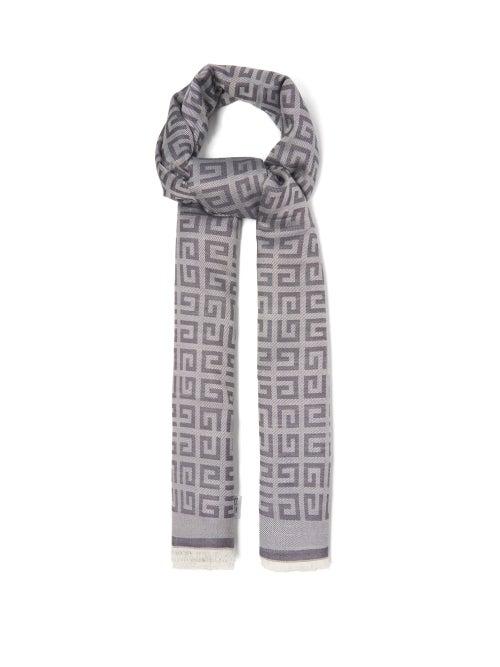 Givenchy - 4g-jacquard Silk-blend Scarf - Womens - Blue