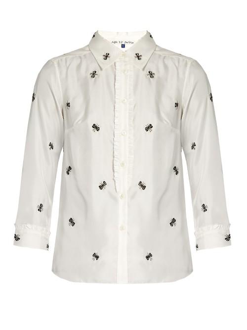 Jupe By Jackie Villere Embroidered Silk-twill Shirt