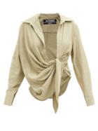 Matchesfashion.com Jacquemus - Bahia Draped Crepe Shirt - Womens - Light Green