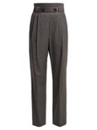 Matchesfashion.com Helmut Lang - High Rise Wool Twill Trousers - Womens - Grey