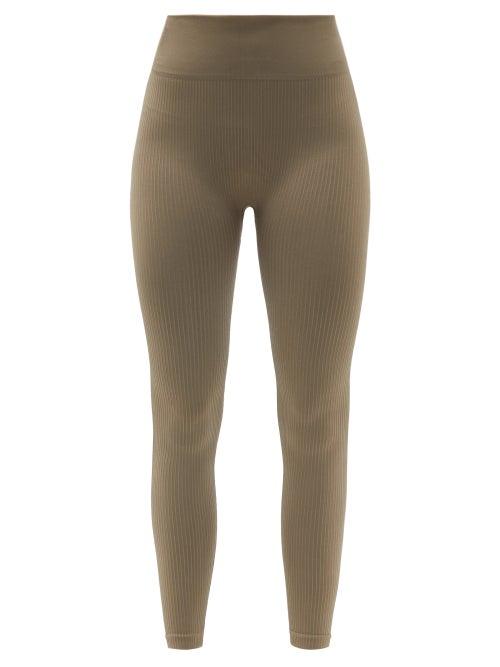 Ladies Activewear Prism - Blithe Ribbed Jersey Leggings - Womens - Khaki