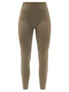 Ladies Activewear Prism - Blithe Ribbed Jersey Leggings - Womens - Khaki