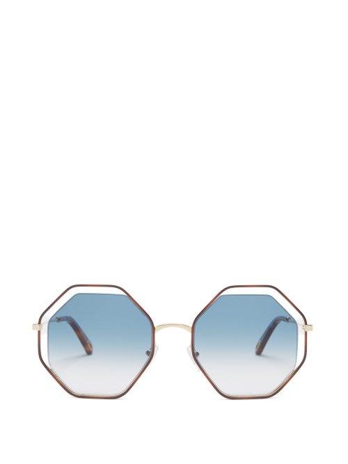 Matchesfashion.com Chlo - Poppy Octagonal Framed Sunglasses - Womens - Blue