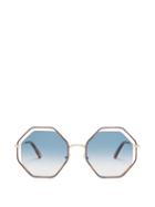 Matchesfashion.com Chlo - Poppy Octagonal Framed Sunglasses - Womens - Blue