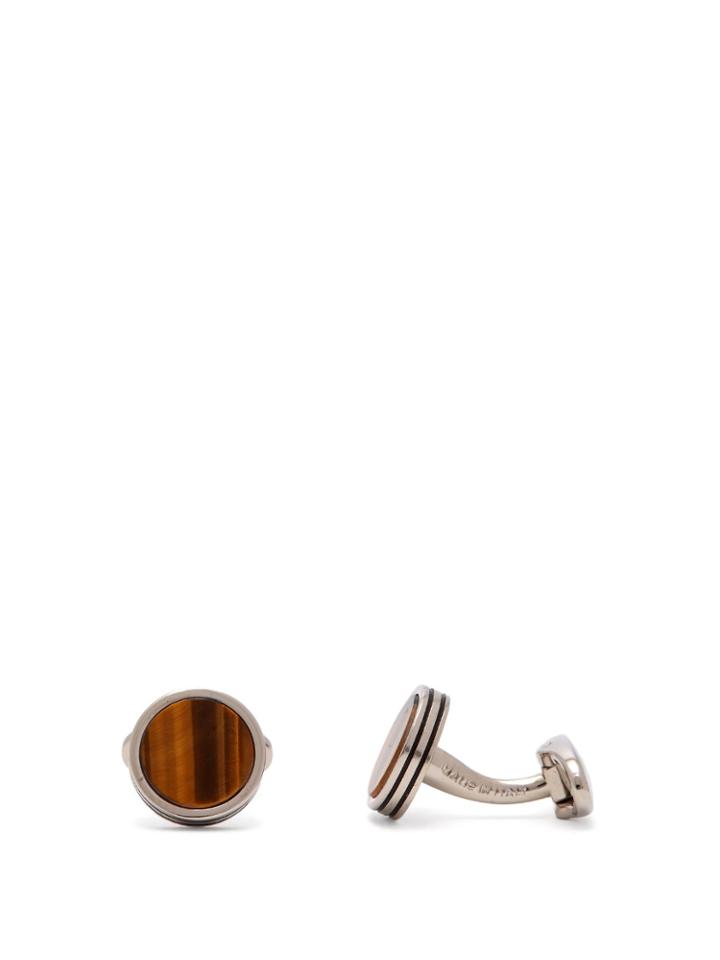Etro Tiger's Eye-stone And Silver Cufflinks