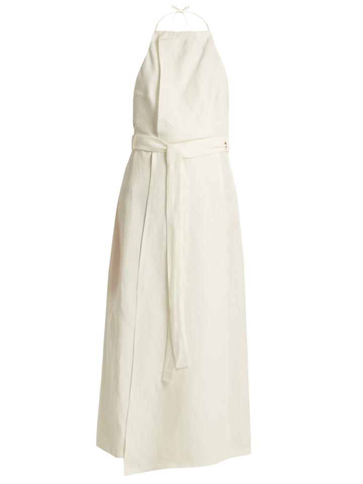 Raey Split-skirt Linen Halterneck Dress