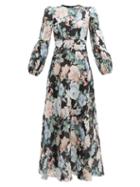 Matchesfashion.com Zimmermann - Allia Floral Print Linen Poplin Maxi Dress - Womens - Black