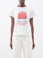 Re/done - X Peanuts Allergic To Morning-print Cotton T-shirt - Womens - White Multi