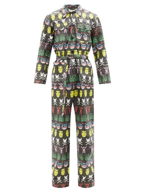 Walter Van Beirendonck - Printed Overalls - Mens - Black
