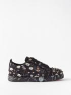 Christian Louboutin - Louis Junior Spike-embellished Satin Trainers - Mens - Black White