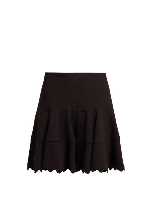Matchesfashion.com Chlo - Scallop Edge Tiered Crepe Shorts - Womens - Black