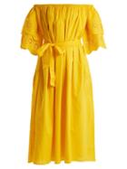 Matchesfashion.com Merlette - Mimosa Off The Shoulder Embroidered Cotton Dress - Womens - Yellow