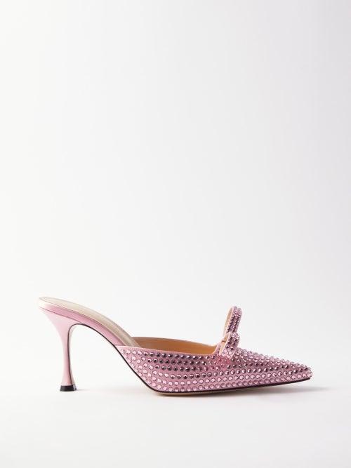 Mach & Mach - Marle 85 Crystal-embellished Satin Mules - Womens - Pink