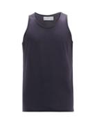 Matchesfashion.com Comme Des Garons Shirt - Scoop-neck Cotton-jersey Tank Top - Mens - Navy