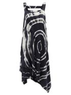 Matchesfashion.com Loewe Paula's Ibiza - Asymmetric Tie-dye Silk And Cotton-blend Dress - Womens - Black White