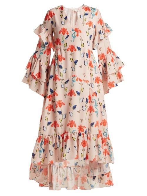 Matchesfashion.com Borgo De Nor - Luna Crepe Dress - Womens - Nude Multi