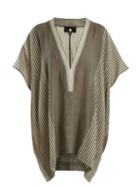 Matchesfashion.com Su - Lamu Deep V Neck Striped Cotton Kaftan - Womens - Khaki Multi