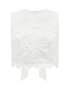 Matchesfashion.com Cecilie Bahnsen - Emilie Tie-back Floral Quilted-silk Top - Womens - White