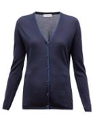 Matchesfashion.com Gabriela Hearst - Nerry V Neck Knitted Cardigan - Womens - Navy Multi